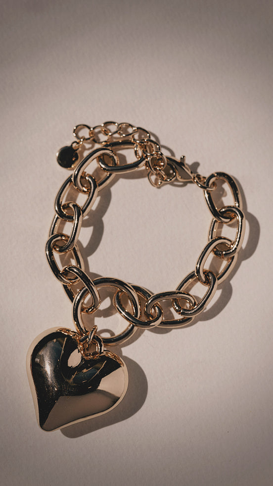 Chunky Gold Heart Bracelet