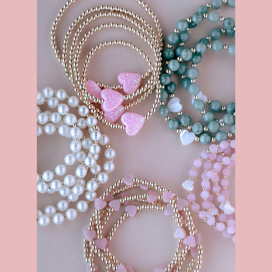 Pink Opal Hearts Bracelet