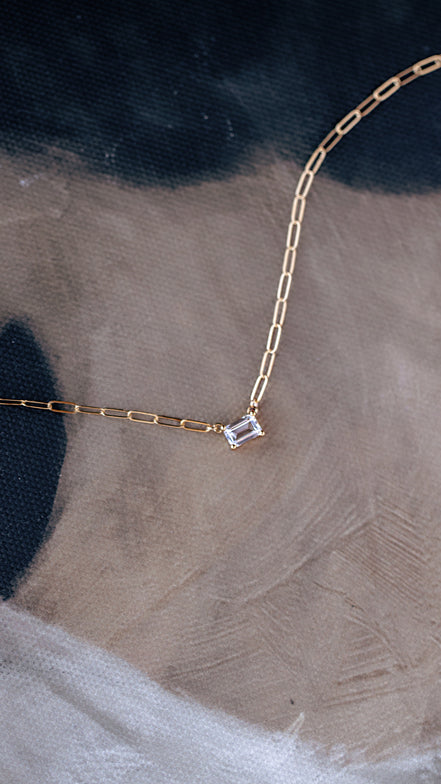 Emerald CZ Chain Necklace