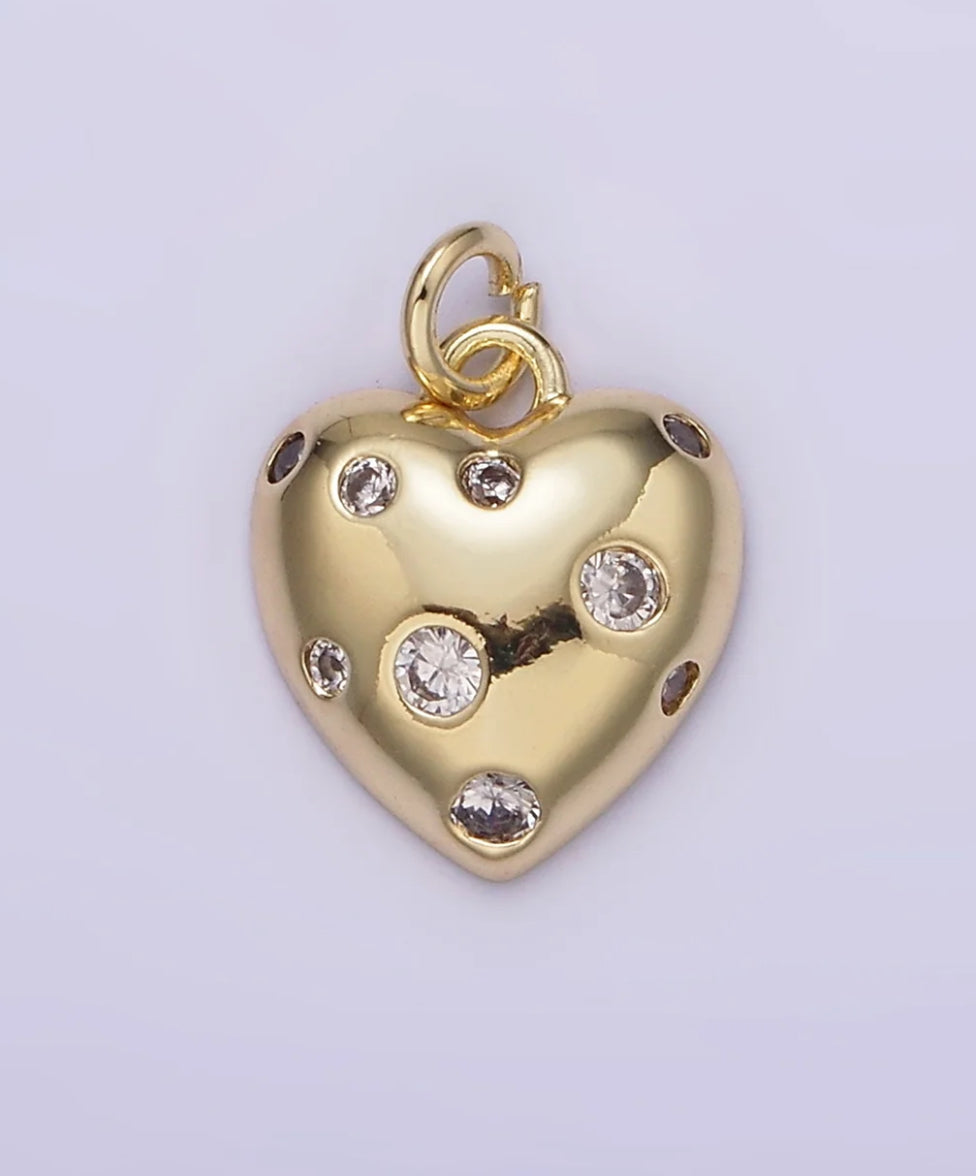 Dotted CZ Heart Charm