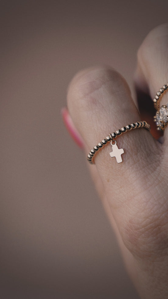 Beaded Cross Ring