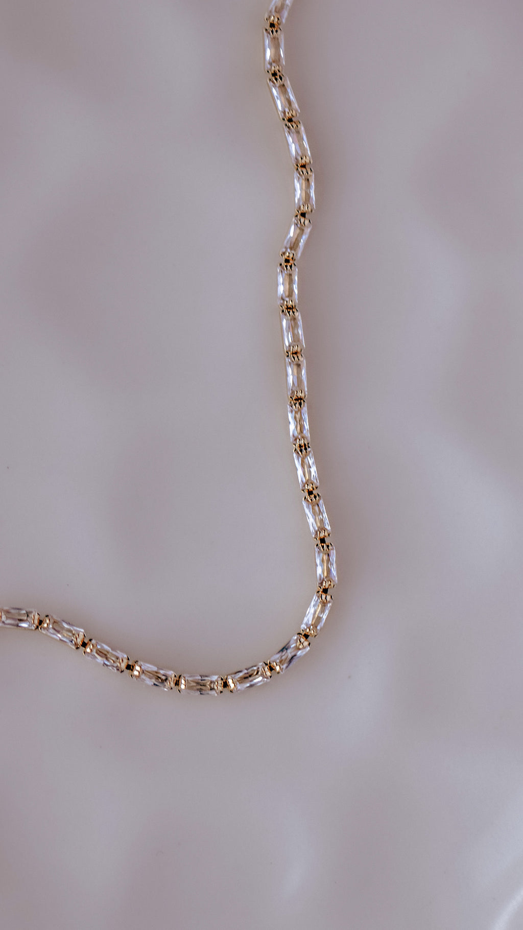 Dainty Baguette CZ Tennis Necklace