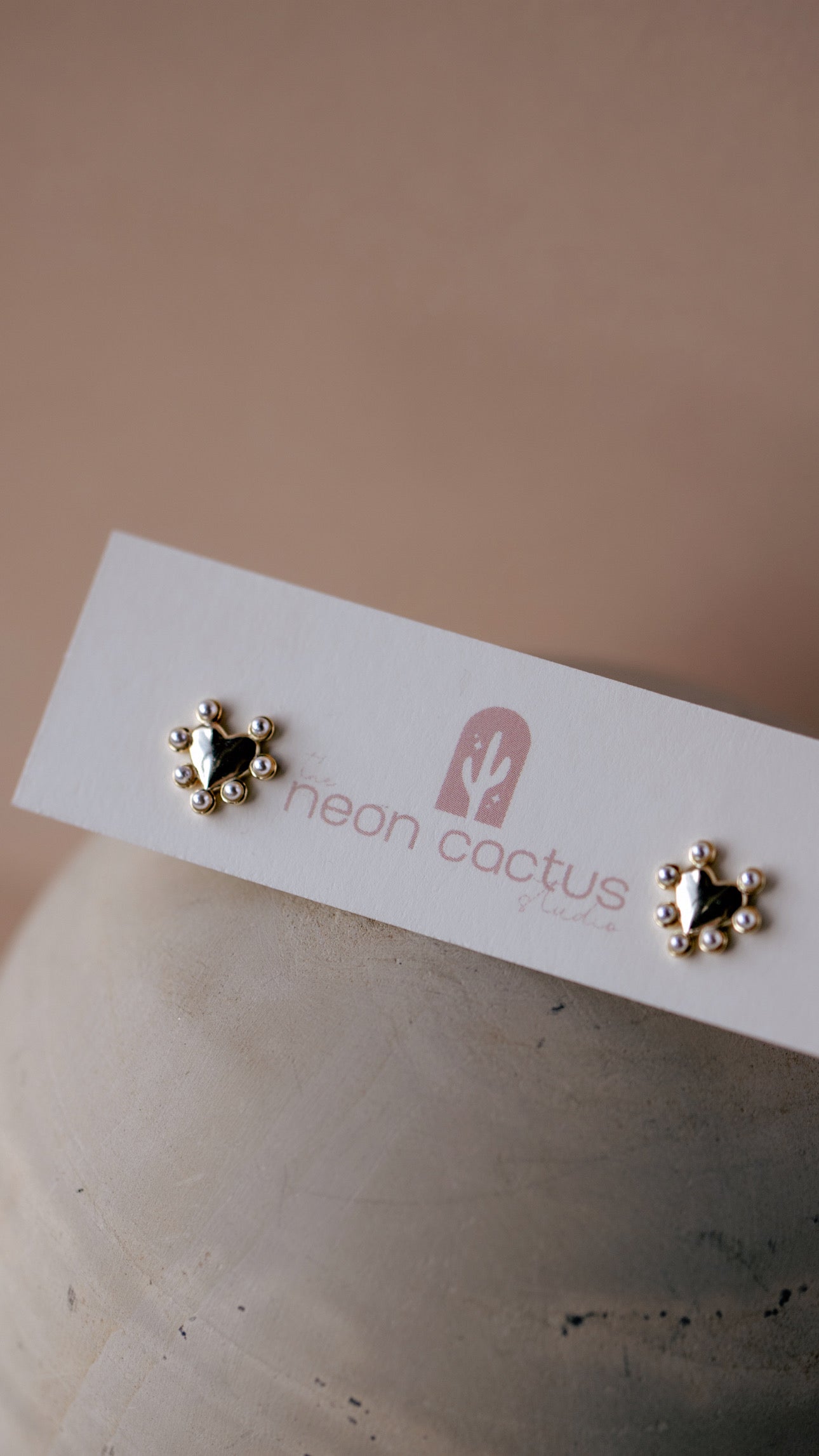 Dotted Pearl Heart Studs