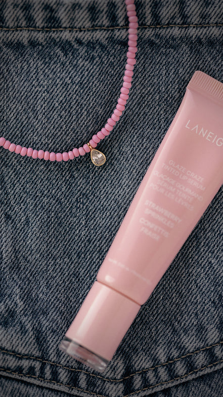 Pink Pear Beaded Necklace