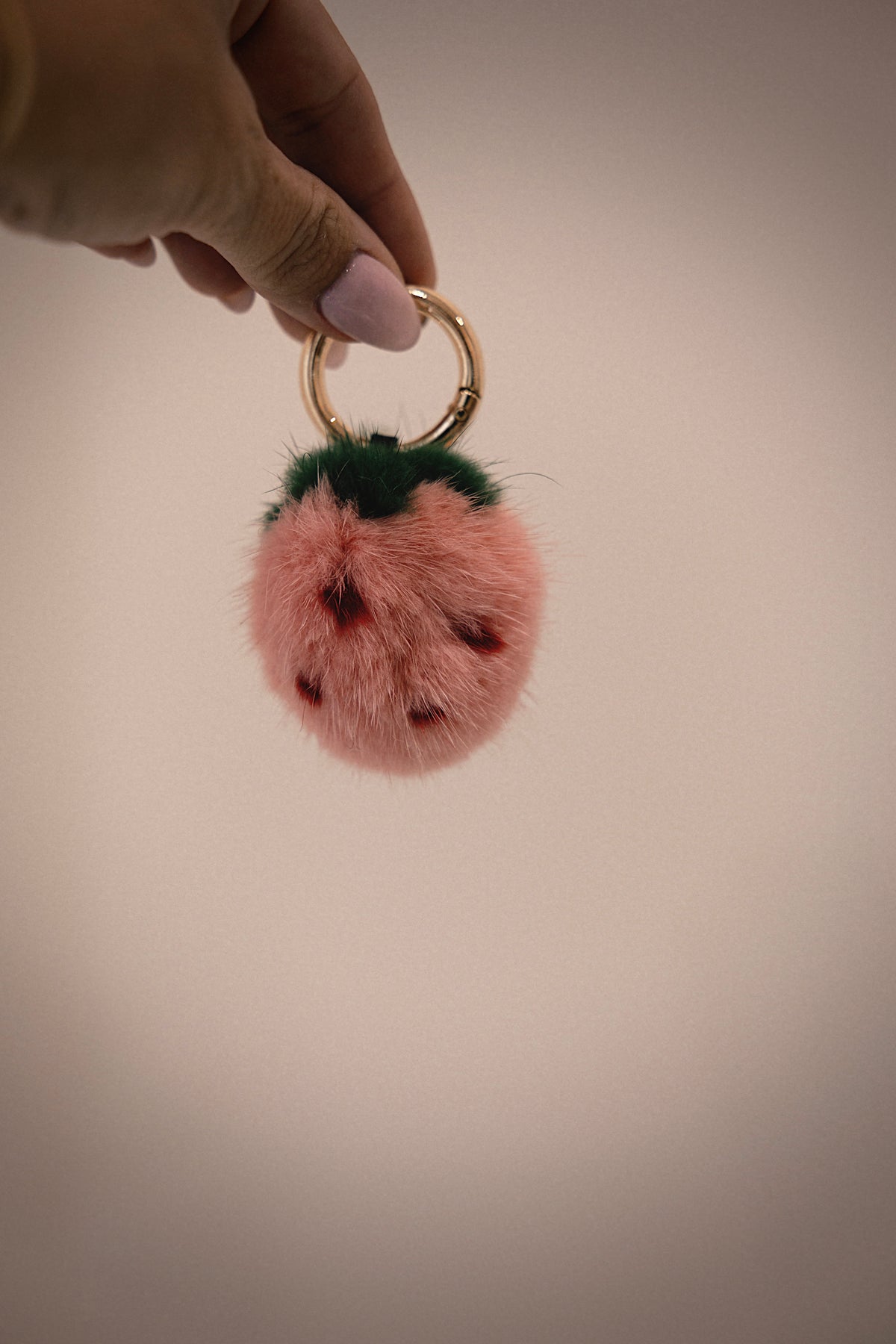 Fuzzy Strawberry Bag Charm
