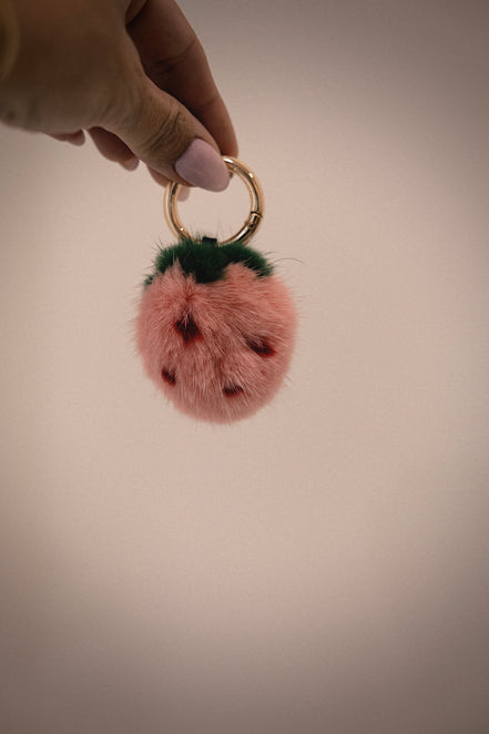 Fuzzy Strawberry Bag Charm