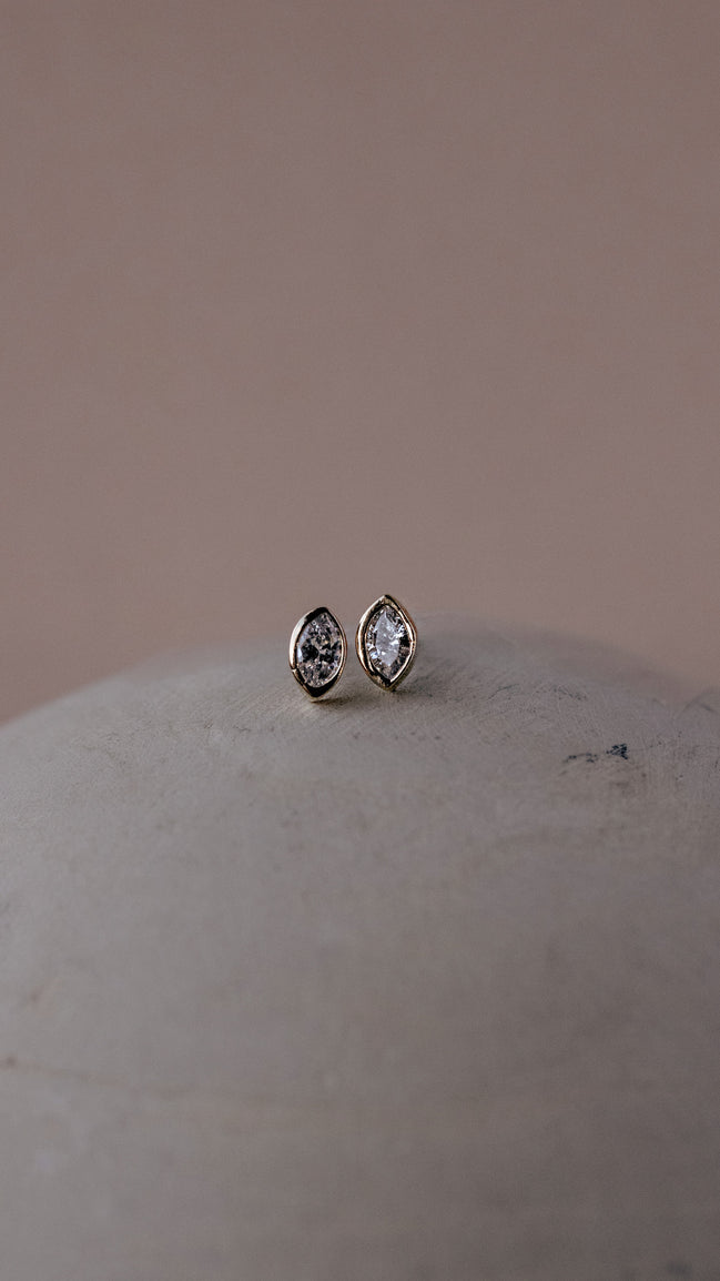 Marquise Bezel Stud Earring