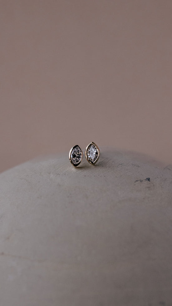 Marquise Bezel Stud Earring
