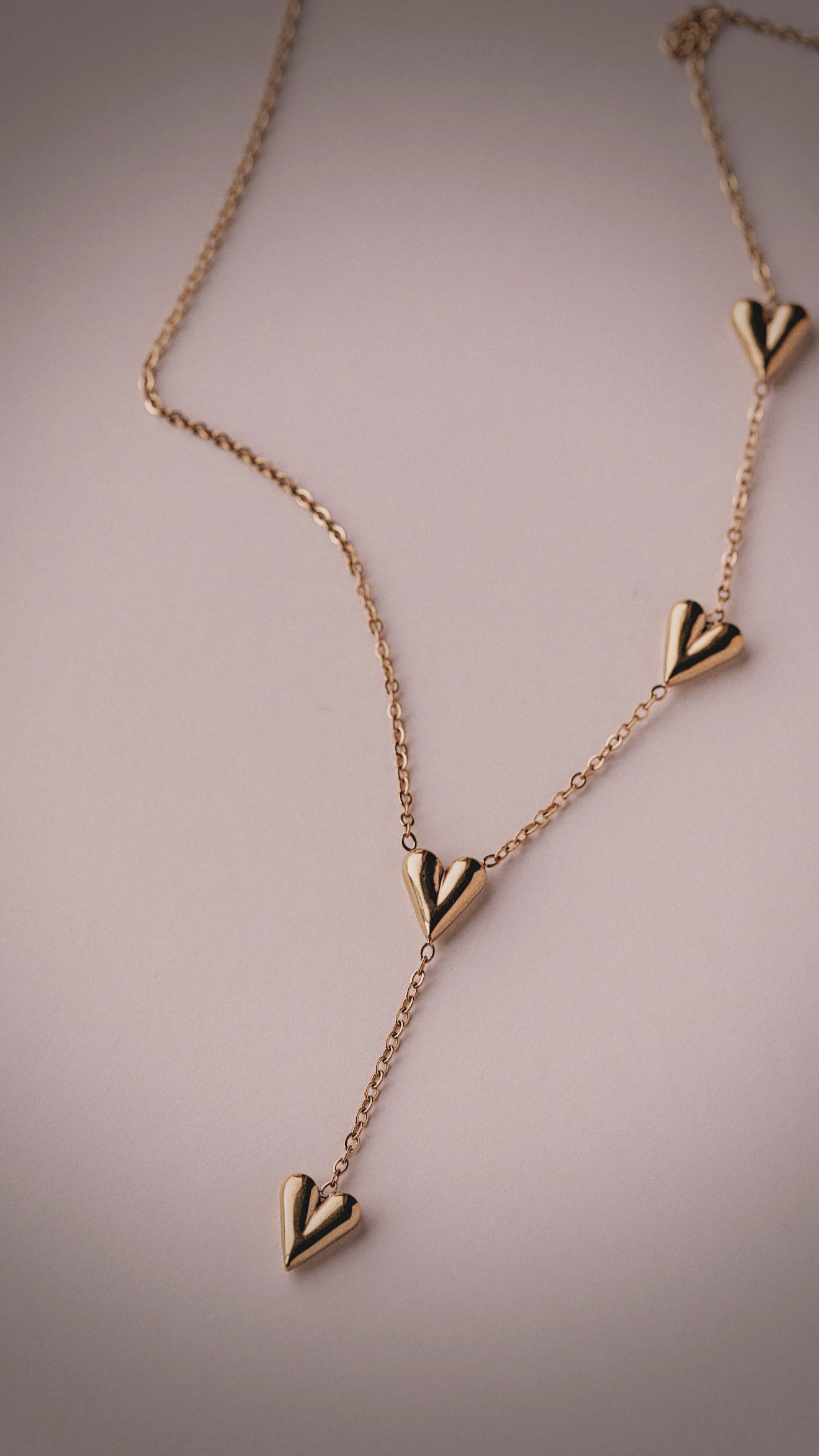 Falling Hearts Lariat Necklace