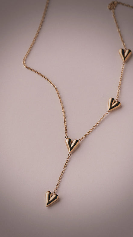 Falling Hearts Lariat Necklace