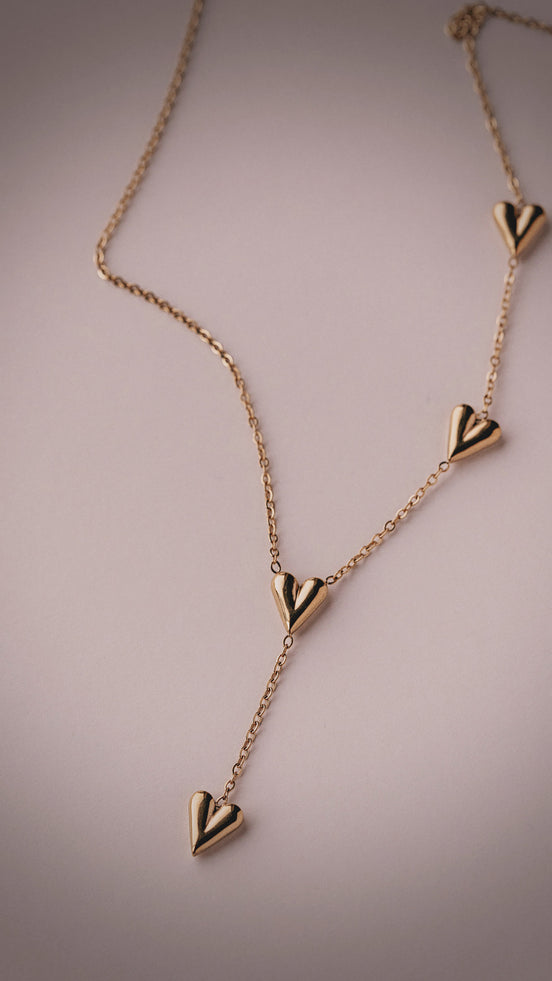 Falling Hearts Lariat Necklace