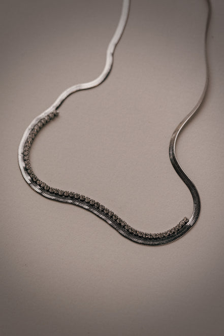 Herringbone CZ Necklace
