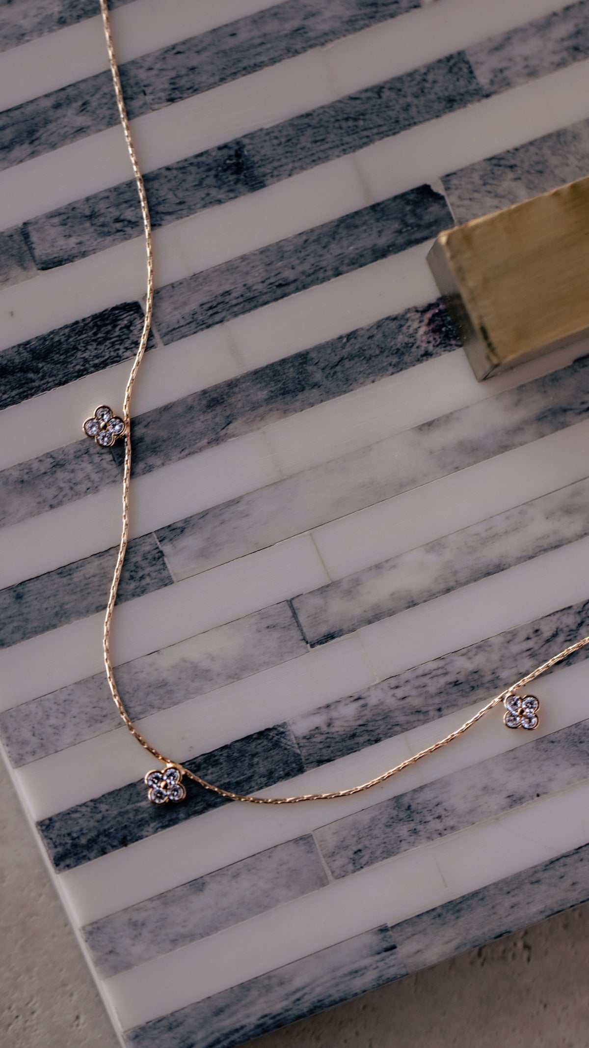 Dainty CZ Clover Necklace