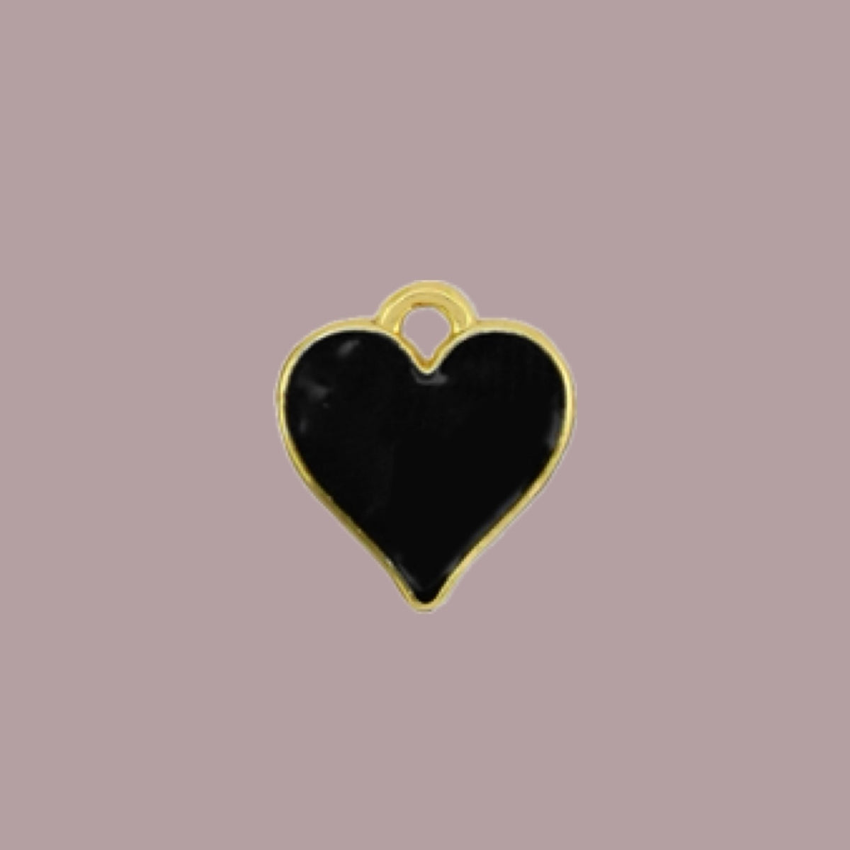 Small Black Enamel Heart Charm