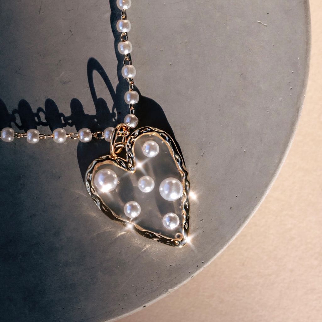 Pearl Heart Charm Necklace