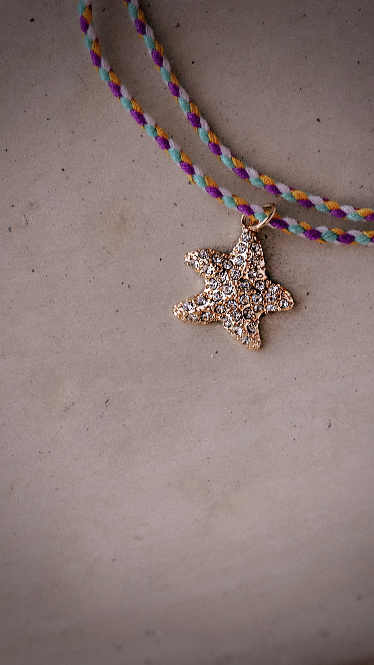 CZ Starfish Braided Necklace