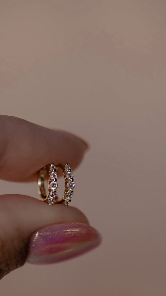 Floating CZ Diamond Huggie Earrings