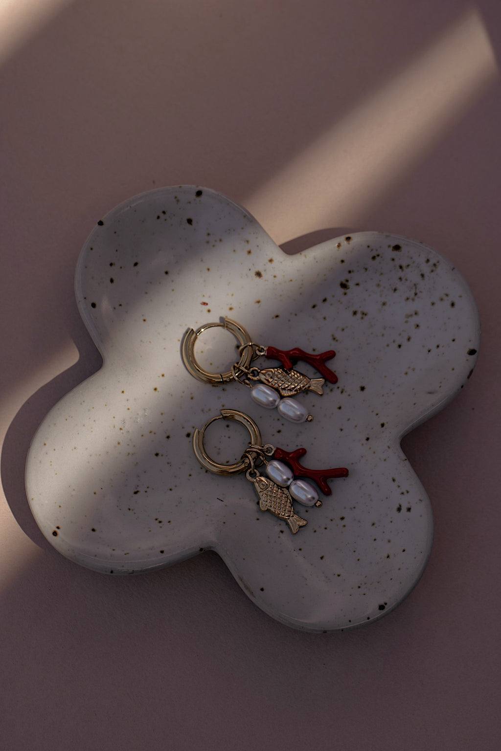 Red Coral Charm Earrings