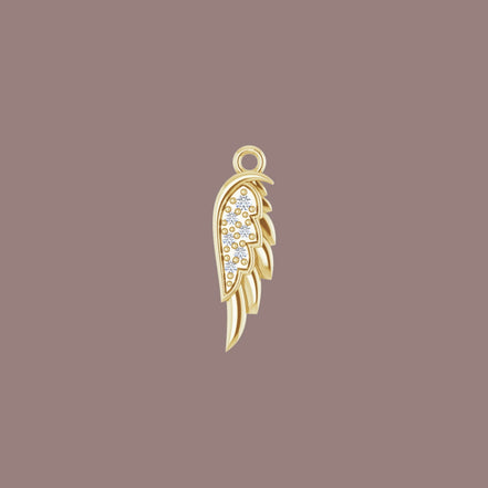 14kt Gold And Diamond Angel Wing Charm