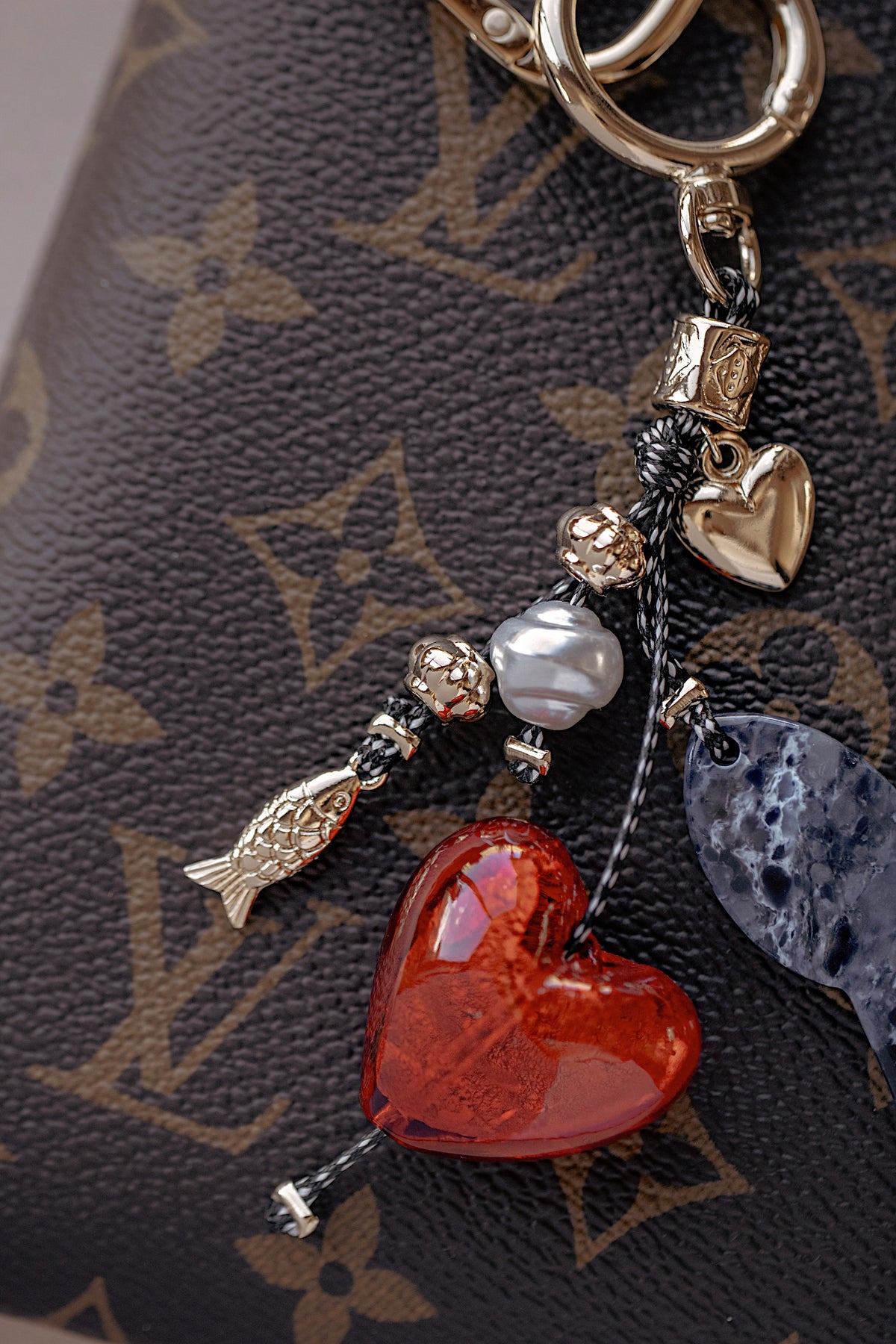 Marble Fish Bag Charm Keychain