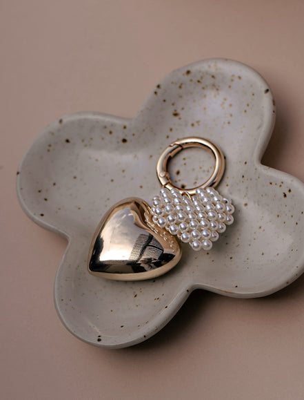 Double Puffy Heart Bag Charm Keychain