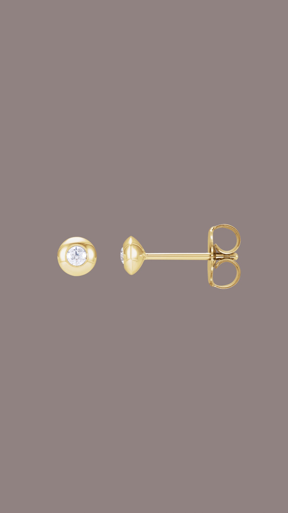 Lab Grown Diamond Round Dome Bezel Earring