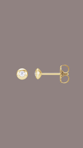 Lab Grown Diamond Round Dome Bezel Earring