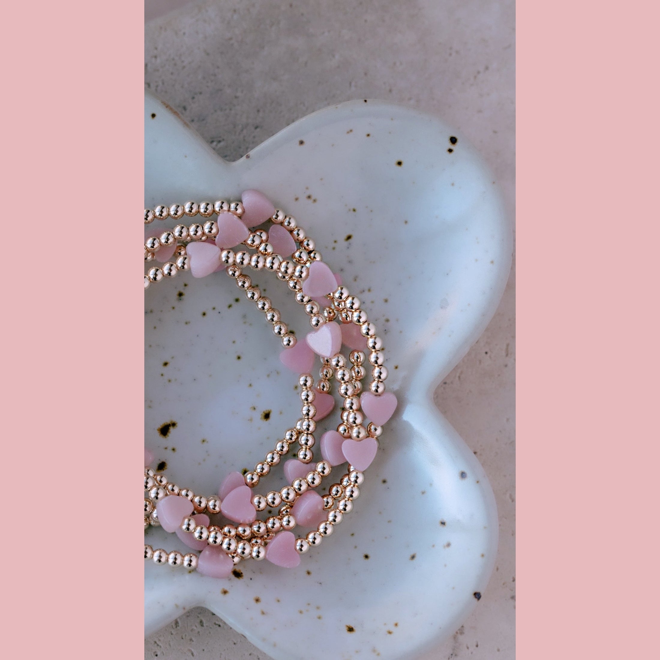 Pink Opal Hearts Bracelet
