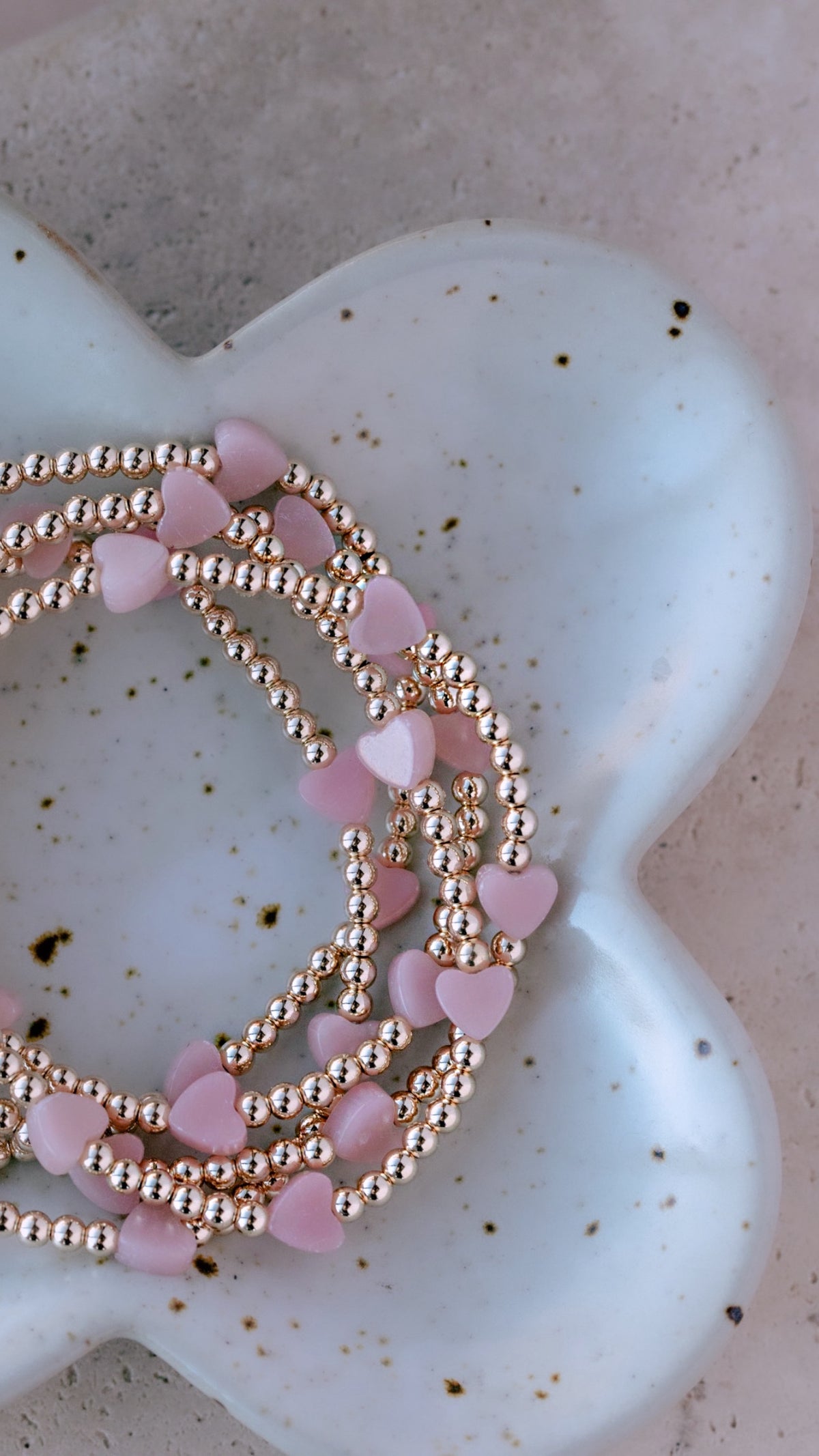 Pink Opal Hearts Bracelet