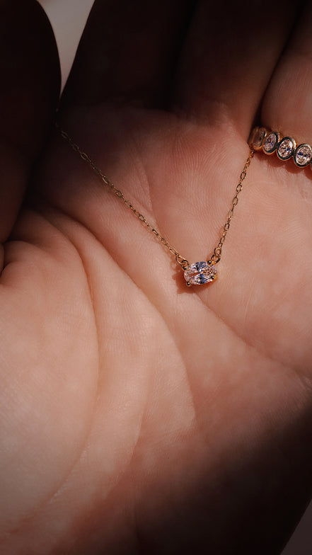 East West Dainty Oval Necklace