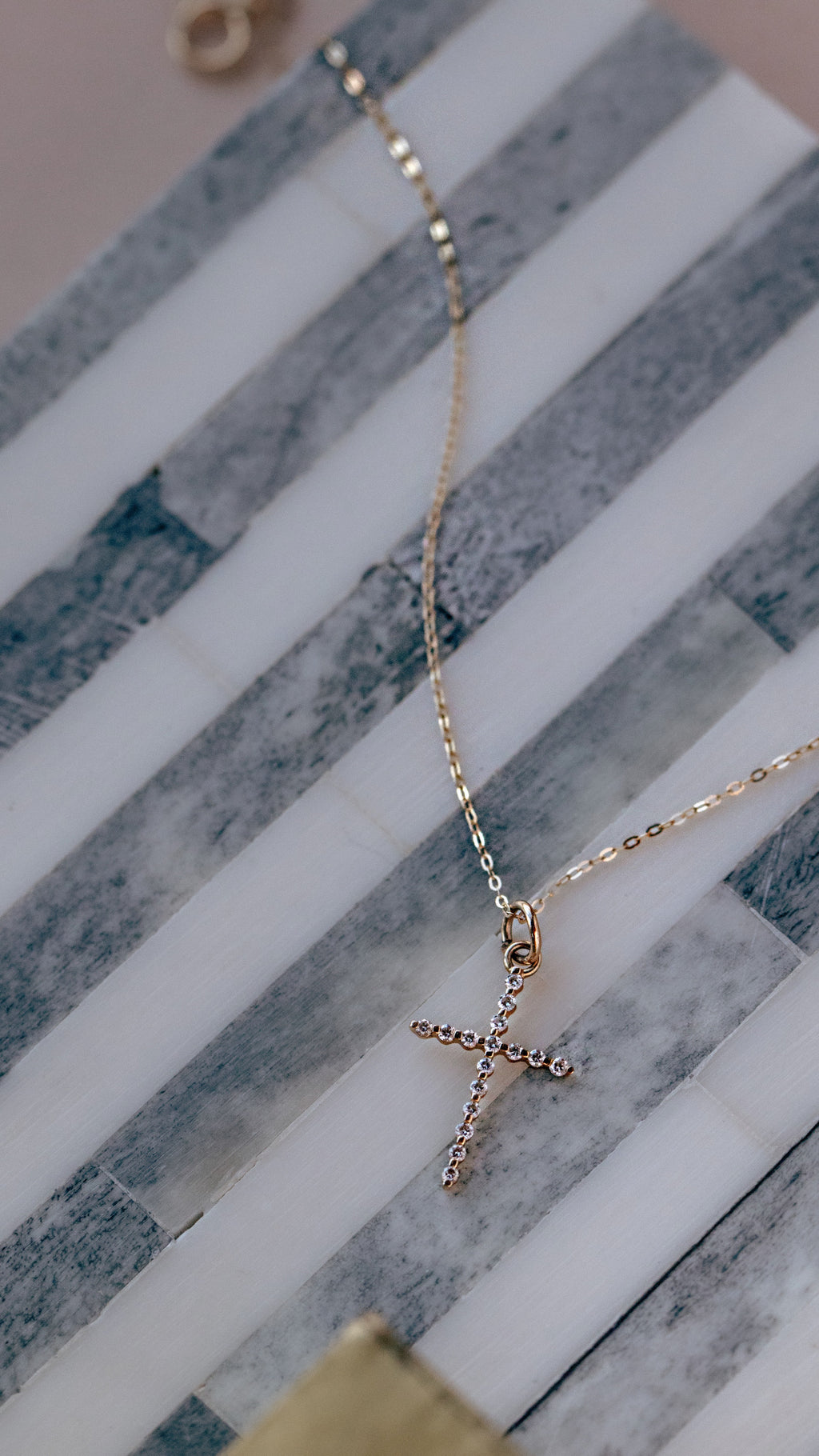 Solid Gold Diamond Cross Necklace