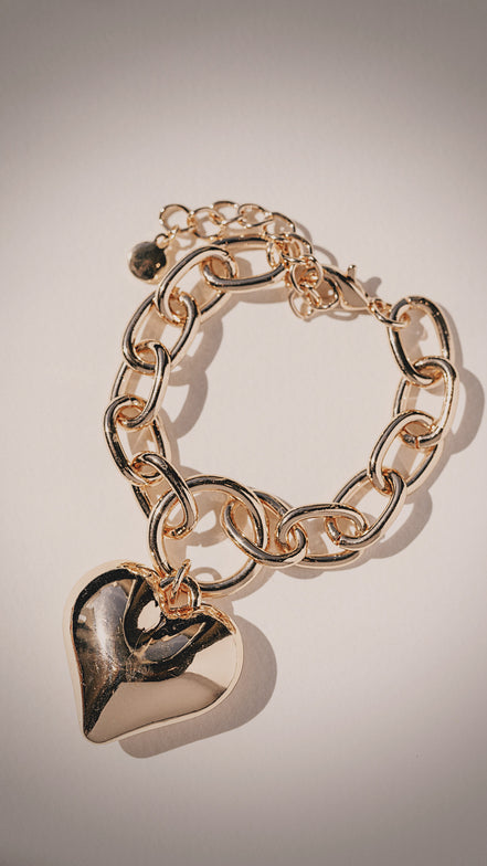 Chunky Gold Heart Bracelet