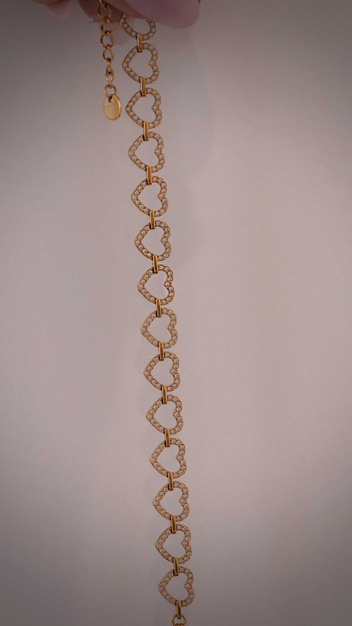 Pave Heart Link Bracelet