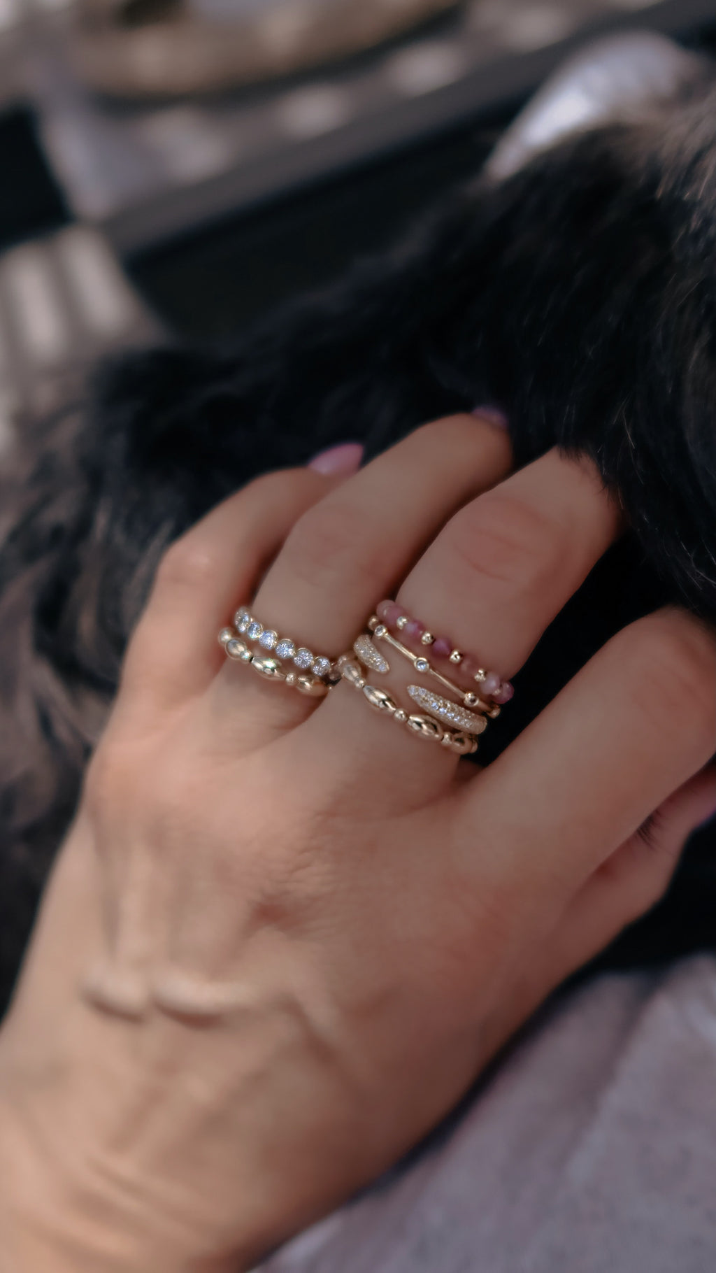Pink Tourmaline Beaded Ring