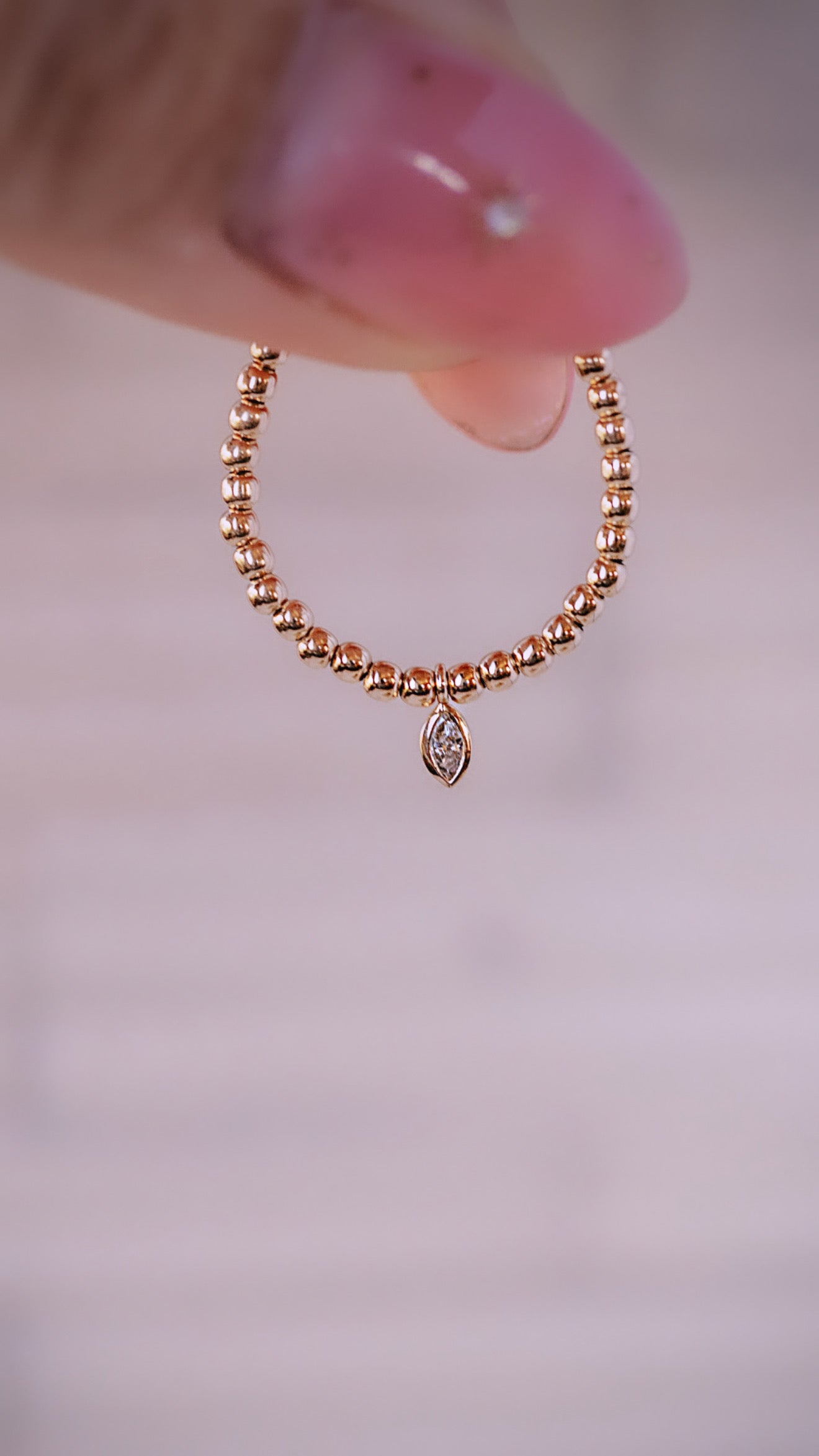Beaded Lab Diamond Marquise Ring