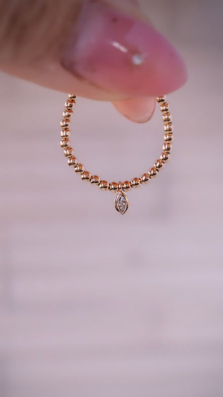 Beaded Lab Diamond Marquise Ring