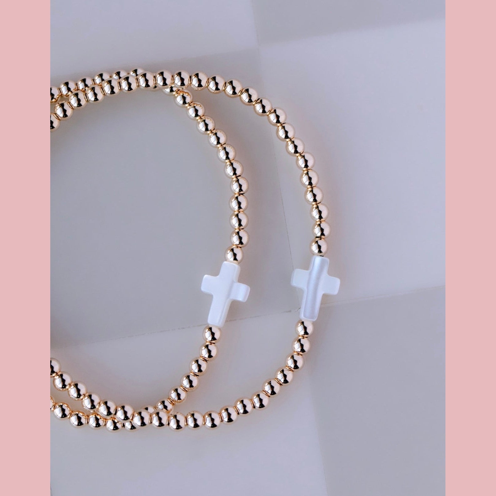 Mother of Pearl Sideway Cross Bracelet