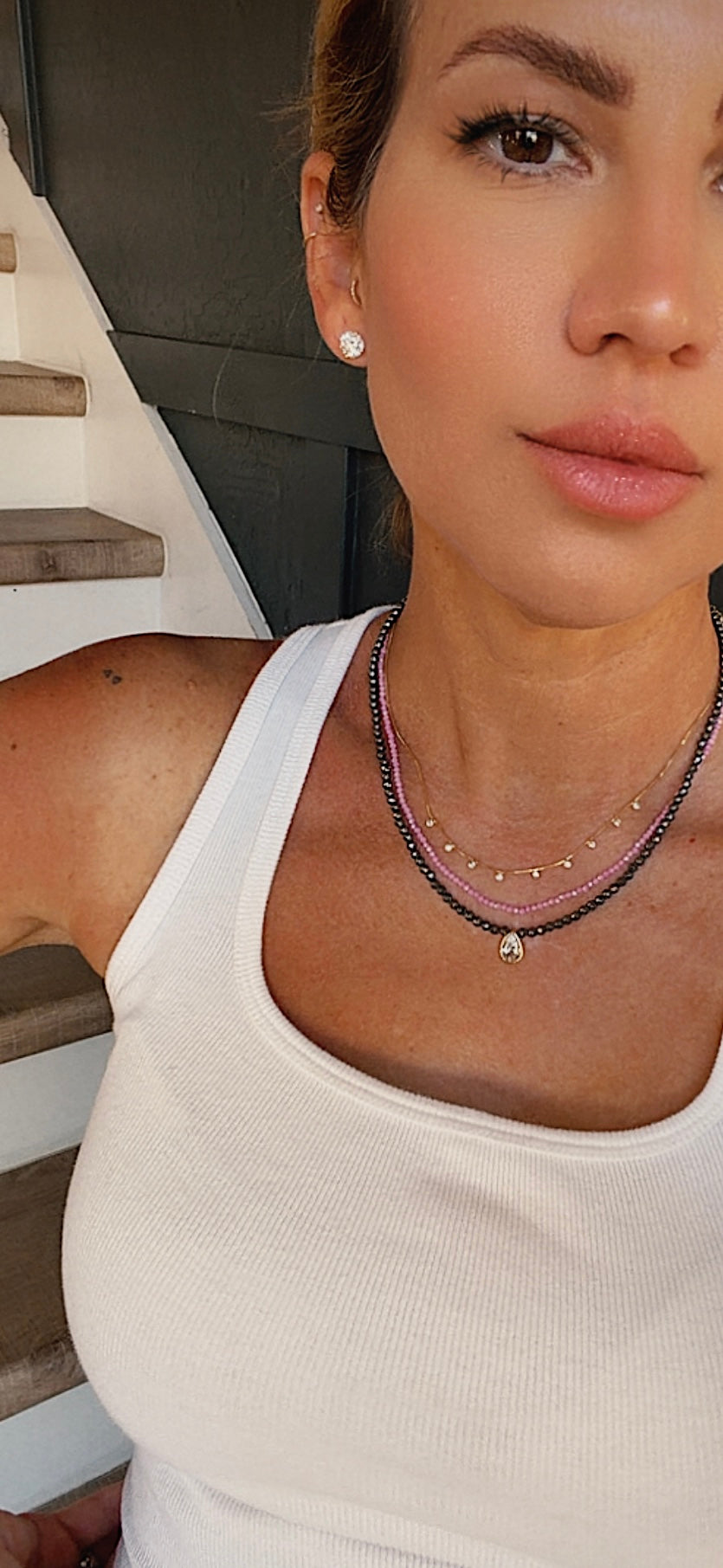 Pink Zircon Beaded Necklace