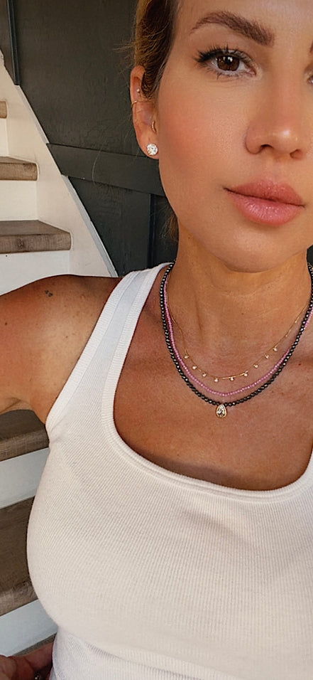 Pink Zircon Beaded Necklace