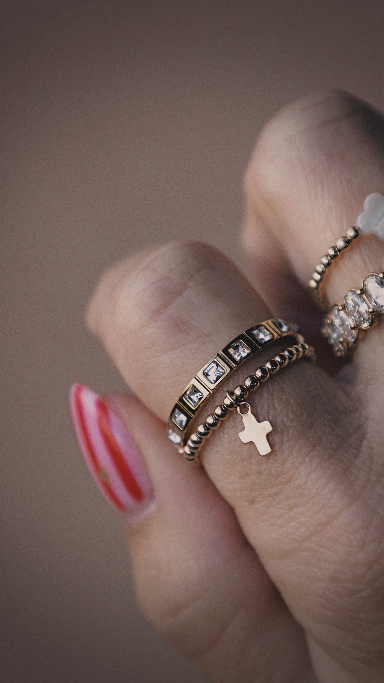 Beaded Cross Ring