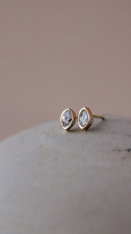 Marquise Bezel Stud Earring