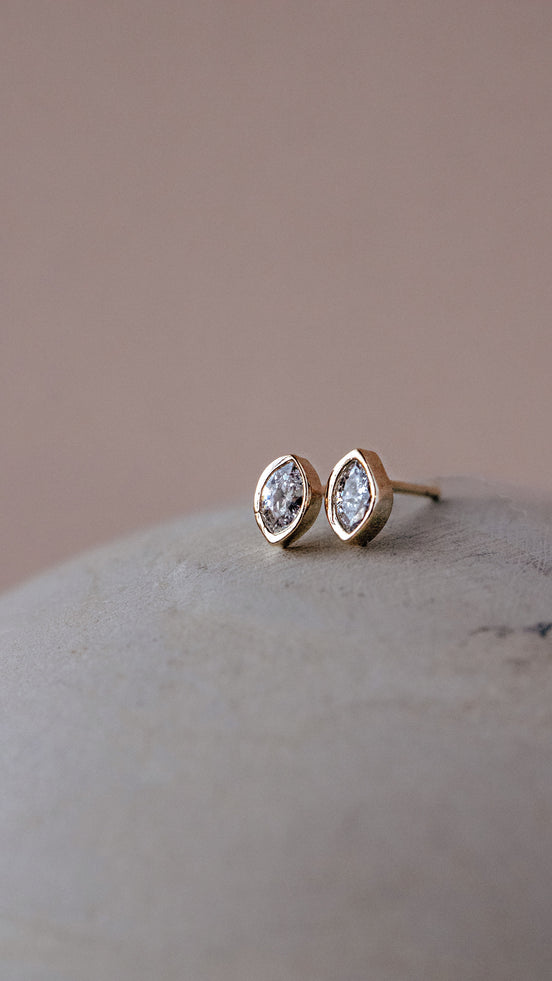 Marquise Bezel Stud Earring