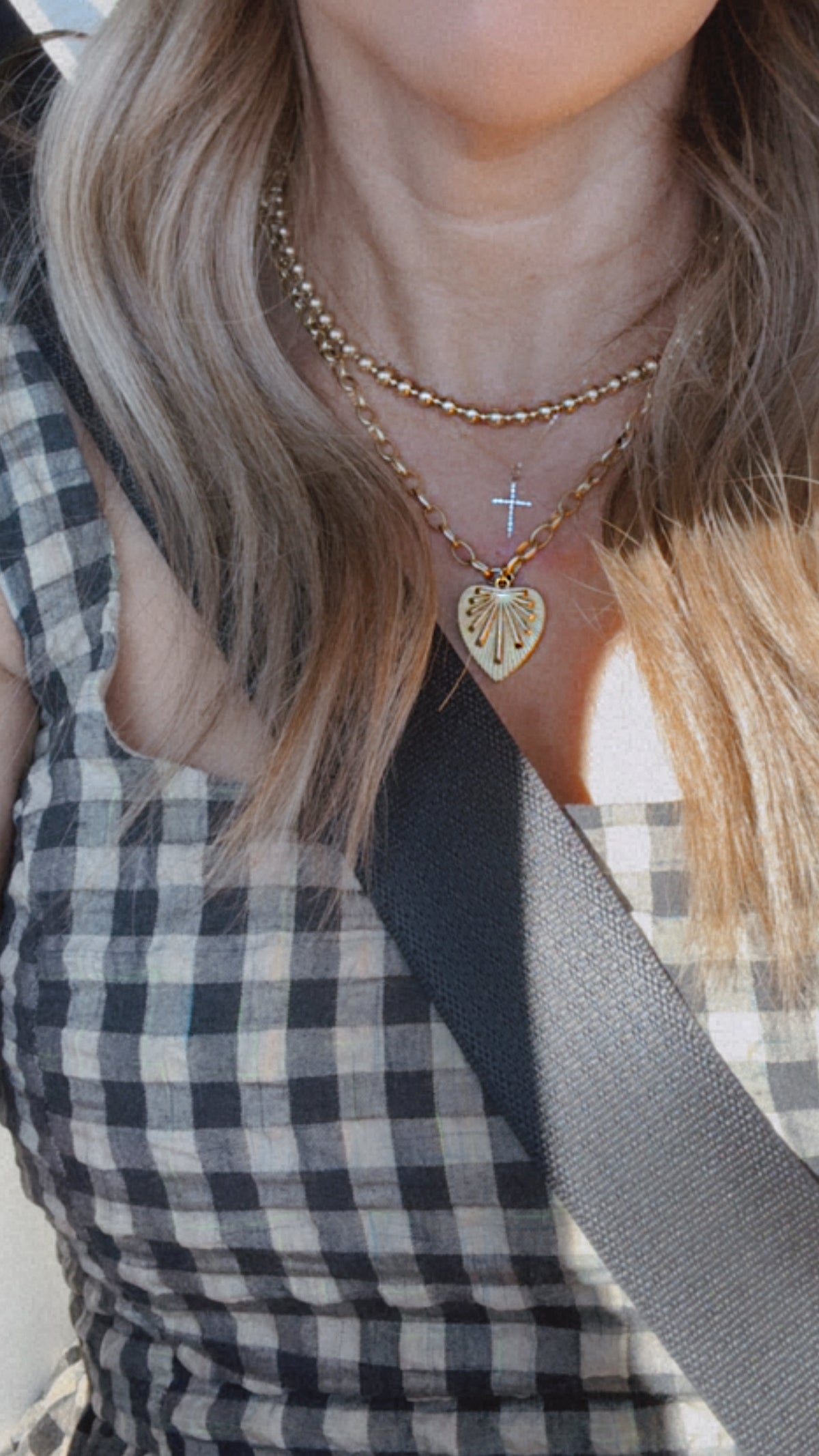 Solid Gold Diamond Cross Necklace