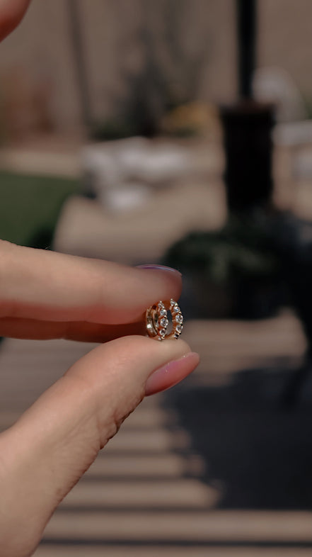Floating CZ Diamond Huggie Earrings - The Neon Cactus Studio