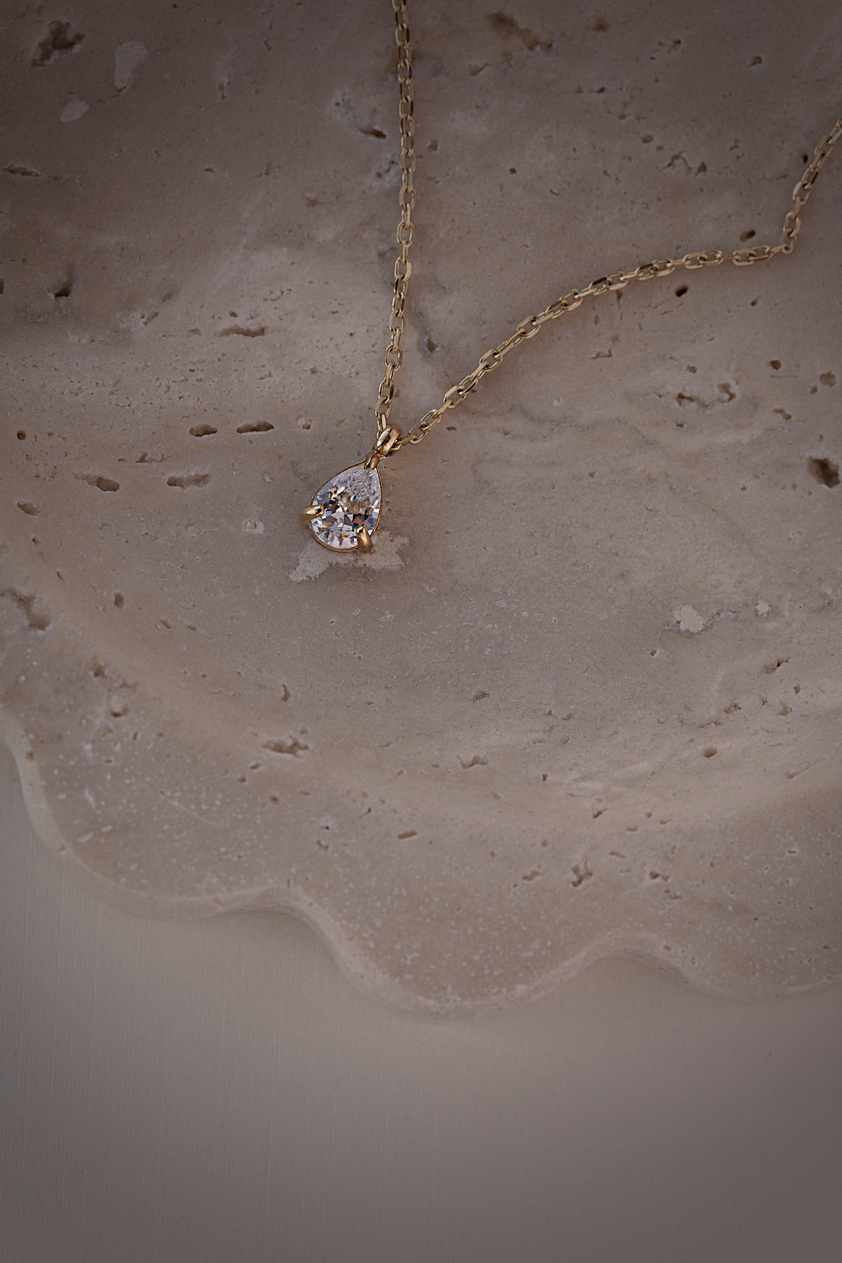 Pear Solitaire Necklace