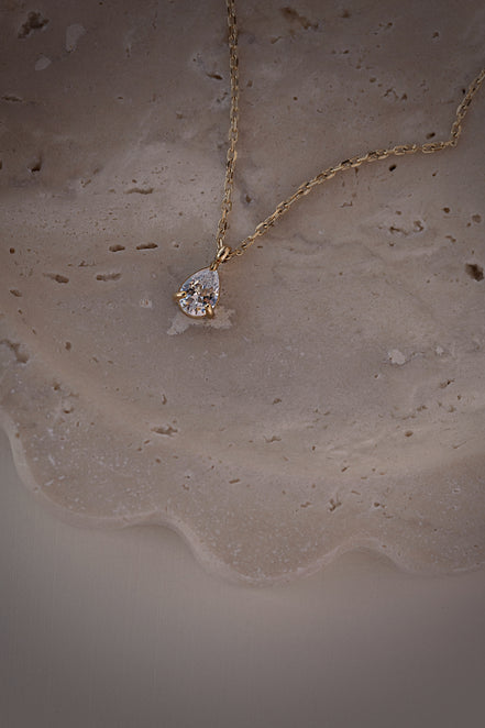 Pear Solitaire Necklace
