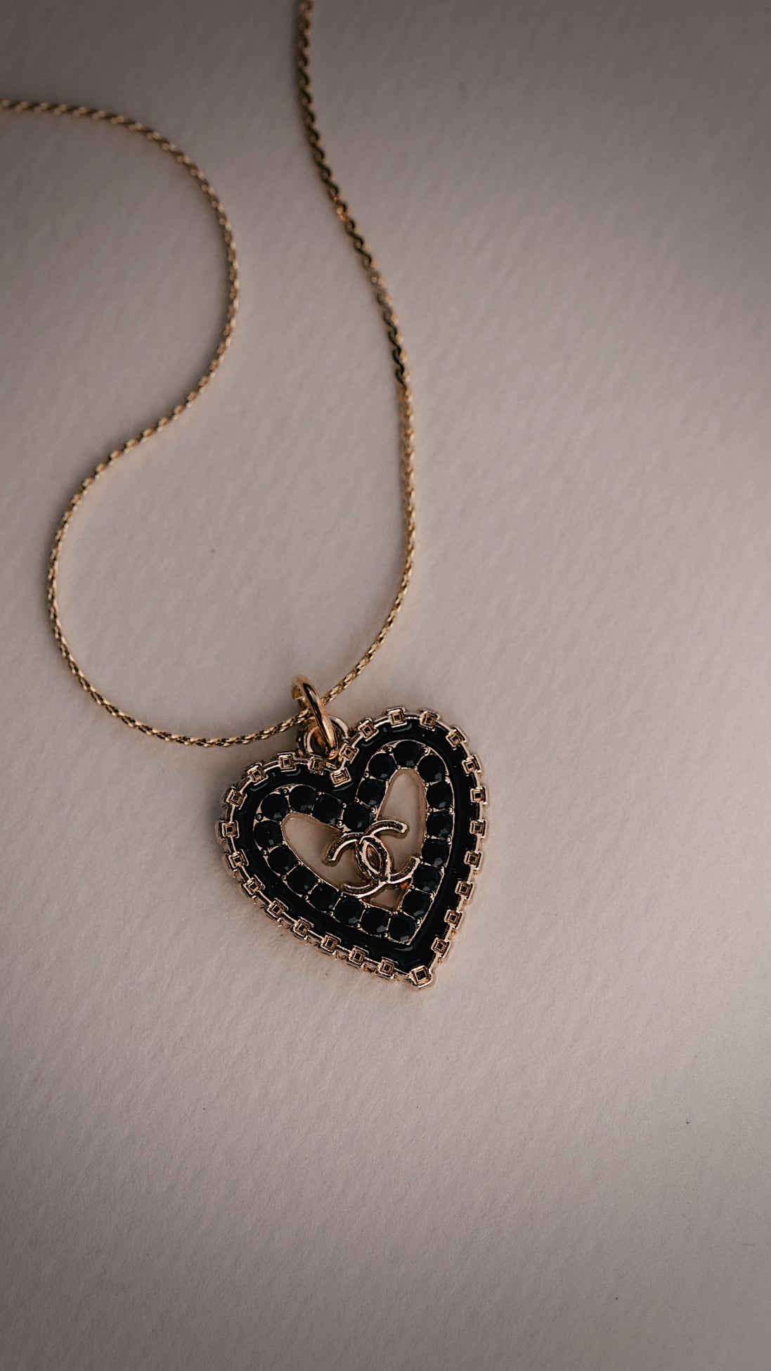 Black Crystal Heart Coco Necklace