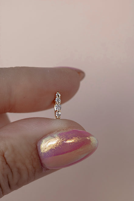 Floating CZ Diamond Huggie Earrings - The Neon Cactus Studio