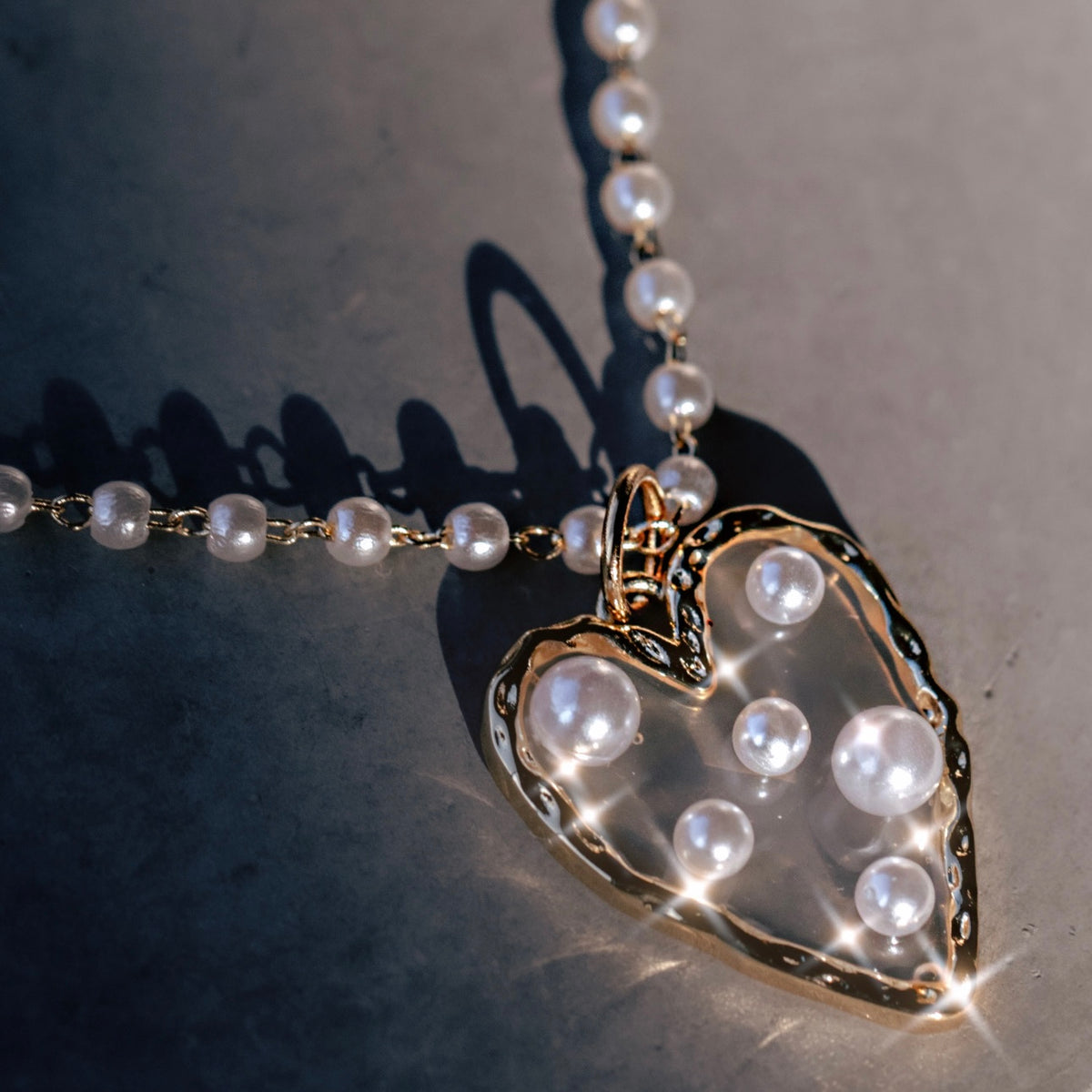 Pearl Heart Charm Necklace