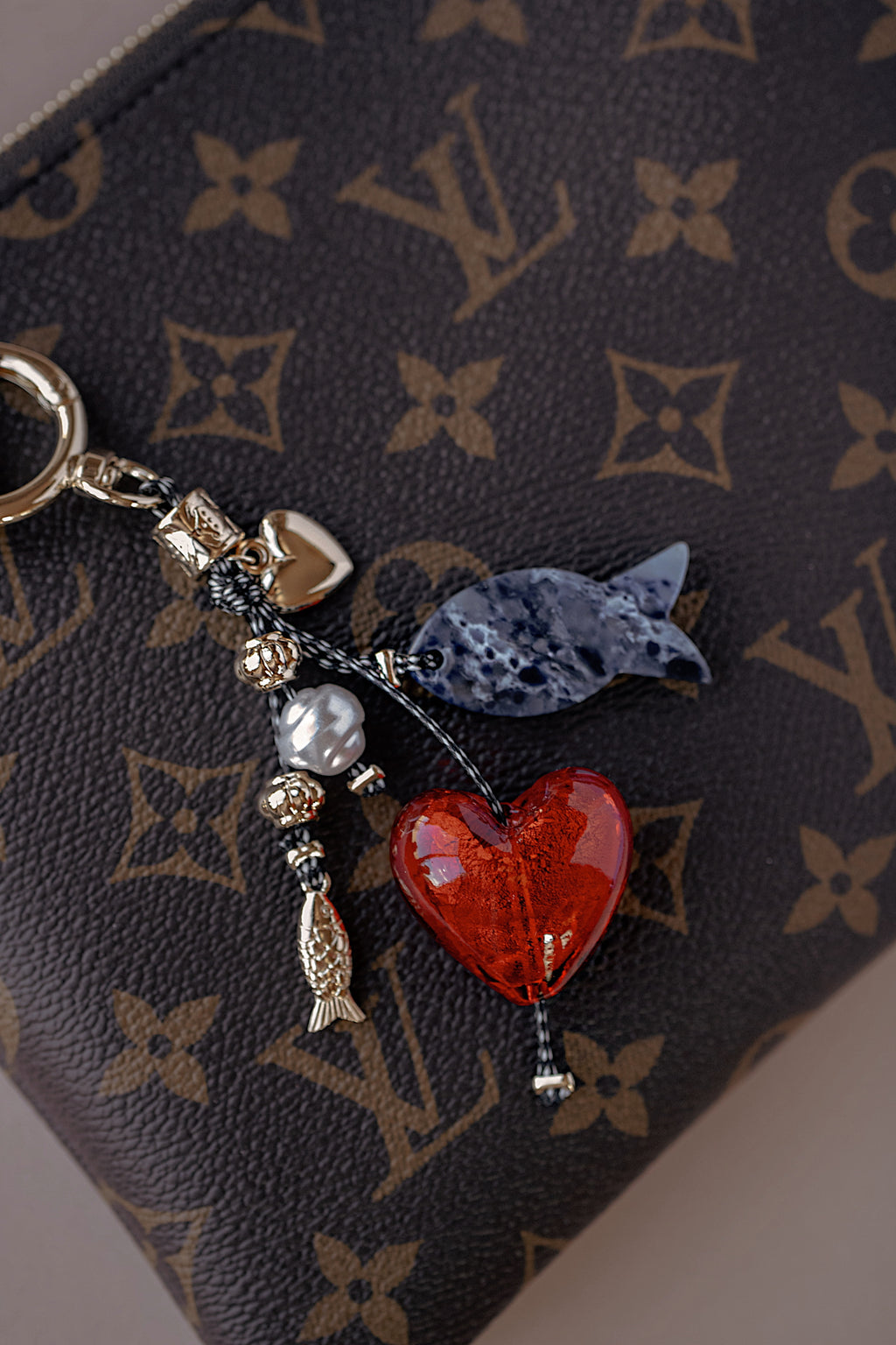 Marble Fish Bag Charm Keychain